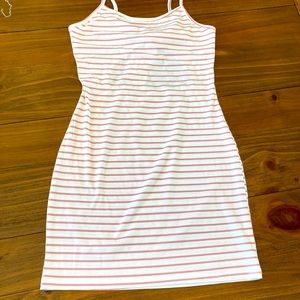Red&white stripped mini dress with tie back detail